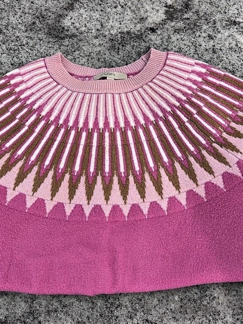 LOFT Crewneck Sweater in Pinks & Browns